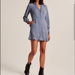 New Abercrombie Ruffle Hem Shirt Dress Blue Small w/pockets
